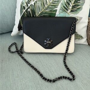 Tory Birch Black/Birch/Gold Kara Envelope Crossbody Bag